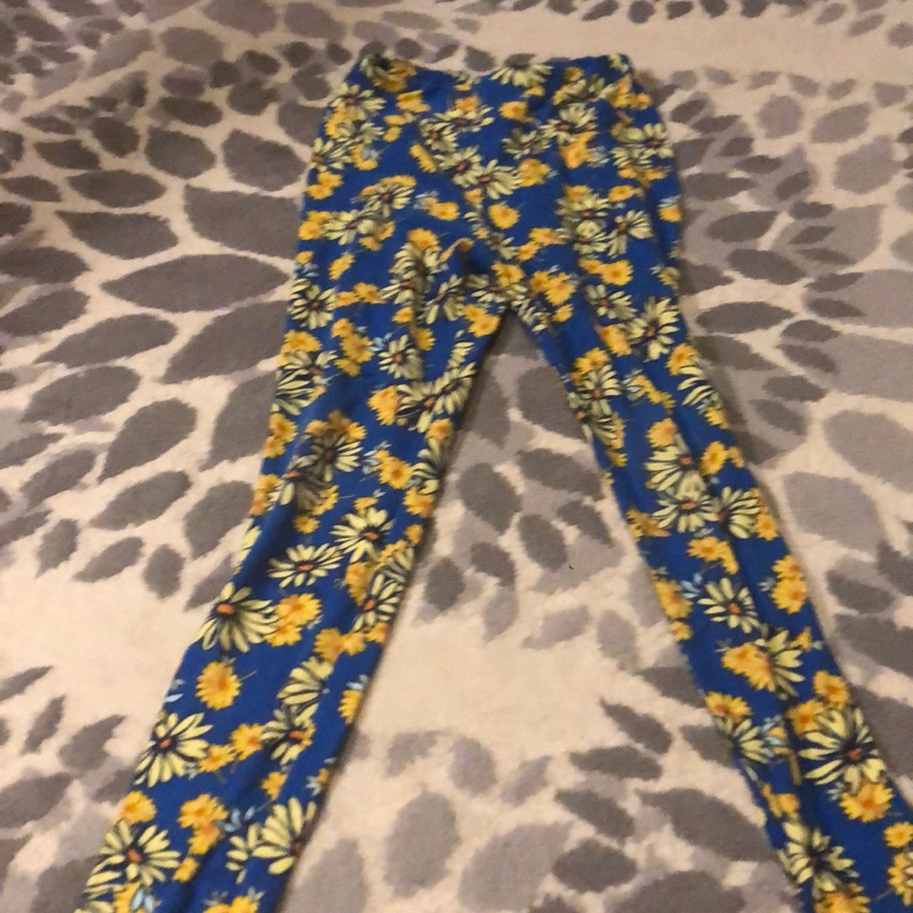 Cute Lularoe leggings!!Blue with yellow sunflowers